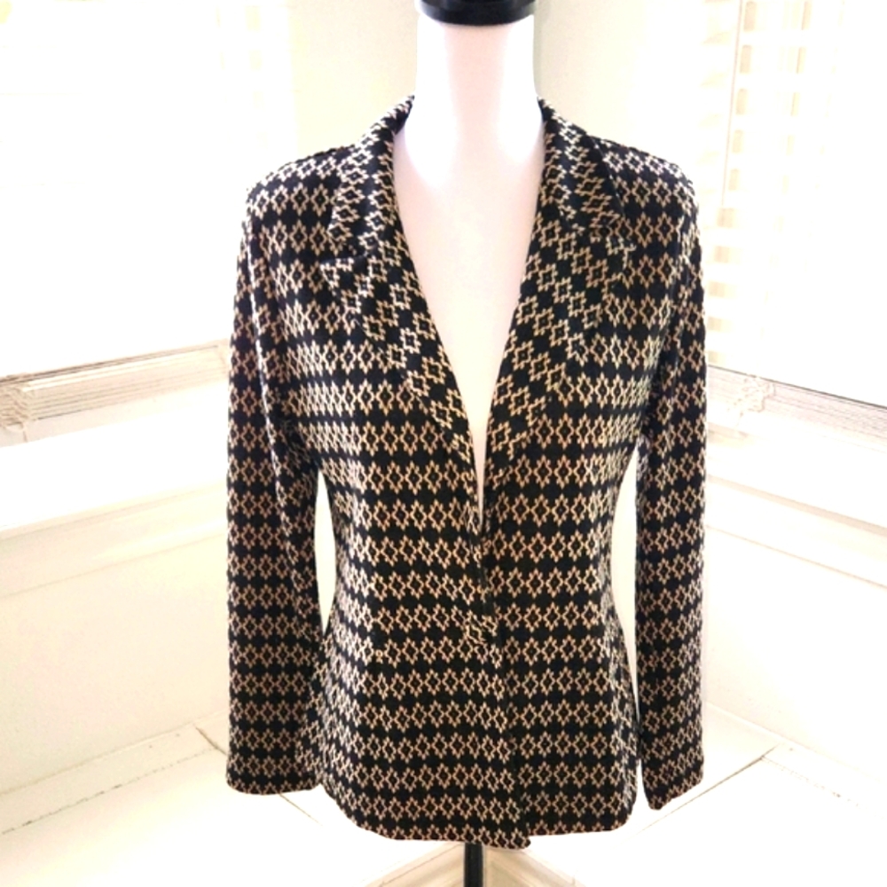 Philosophy Republic Clothing Women's Black Cream Patterned‎ Jacket Size M
